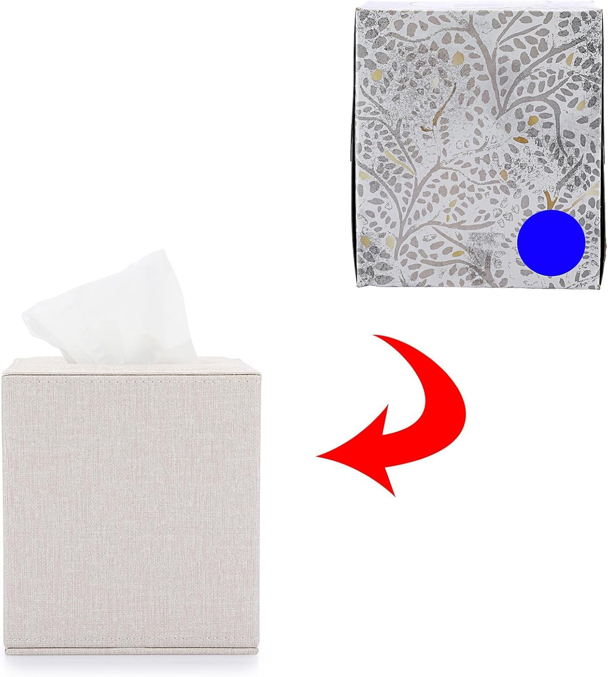 Hillcrest Bathware Beige Linen Square Tissue Box Cover additional product photo