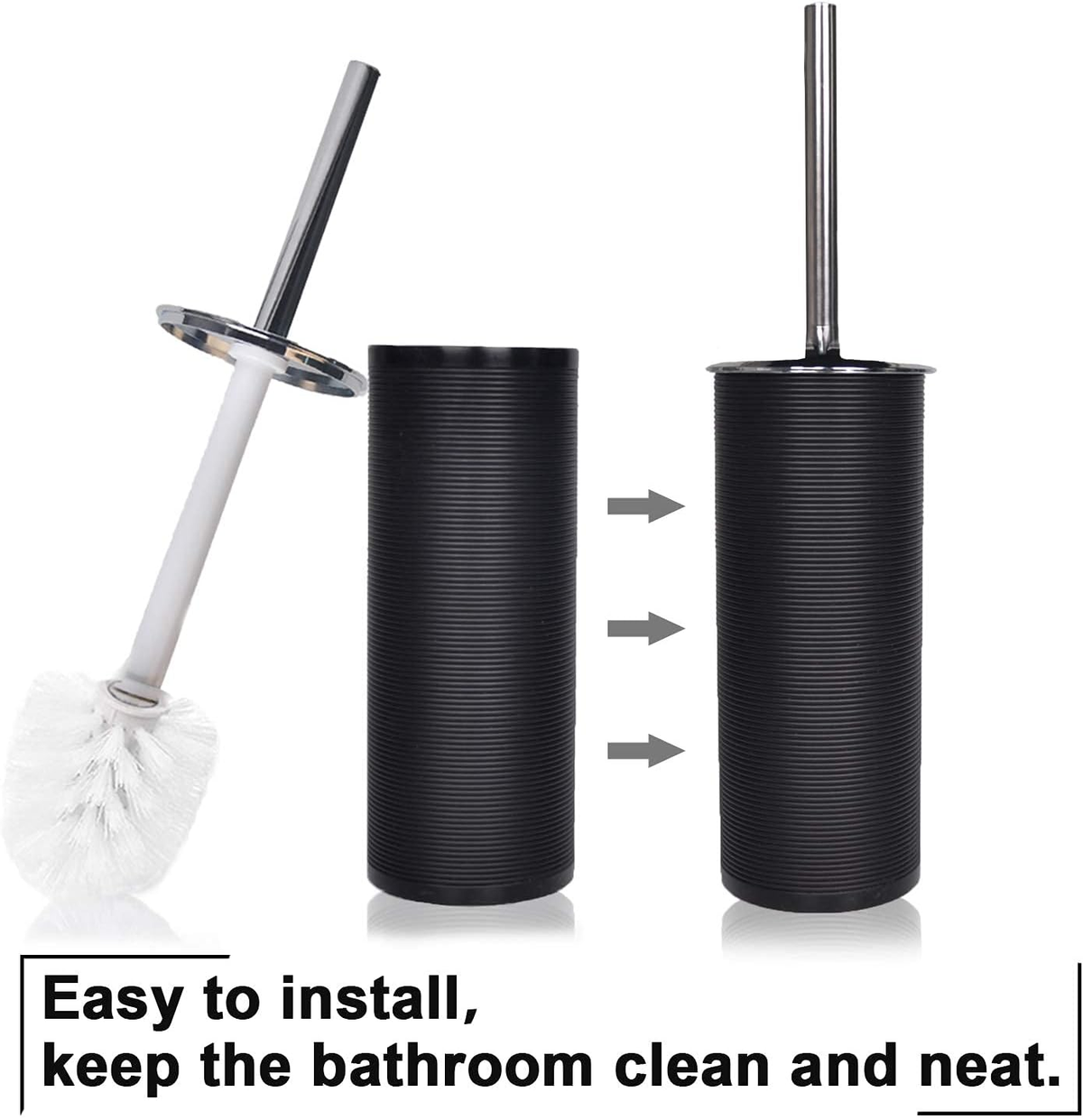 Hillcrest Bathware Spiral-Ribbed Black Plastic Bathroom Accessory Set additional product photo