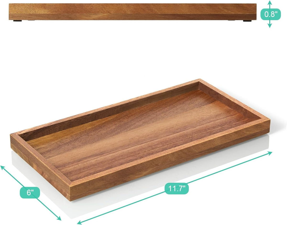 Hillcrest Bathware Acacia Wood Vanity Tray with Raised Edges additional product photo