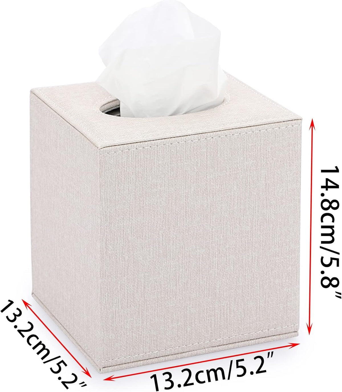 Hillcrest Bathware Beige Linen Square Tissue Box Cover additional product photo