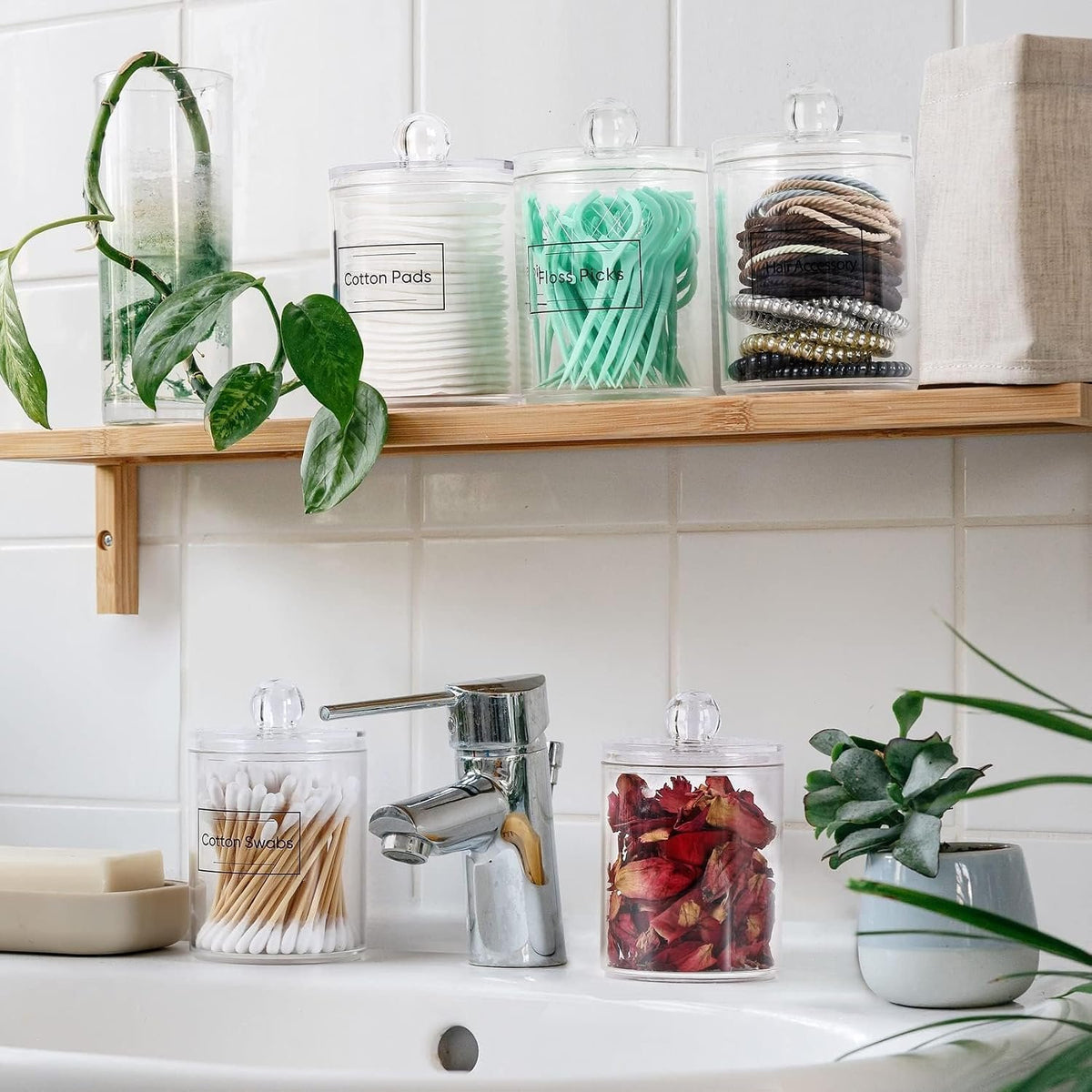 Hillcrest Bathware Clear Acrylic Apothecary Jars with Labels additional product photo
