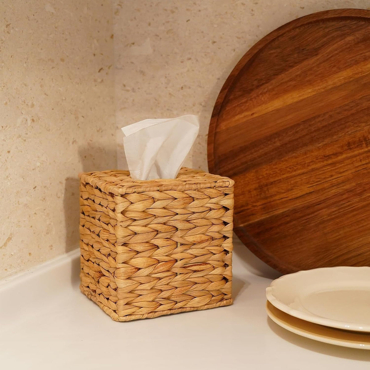 Hillcrest Bathware Handwoven Water Hyacinth Tissue Box Cover additional product photo