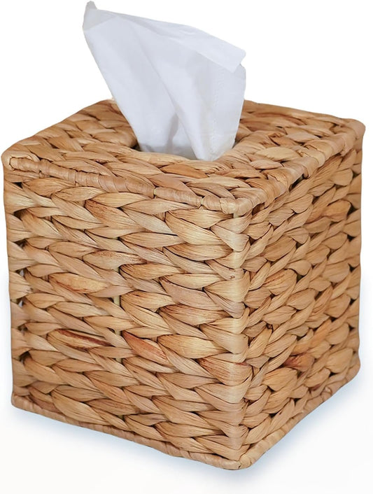 Hillcrest Bathware Handwoven Water Hyacinth Tissue Box Cover studio product photo