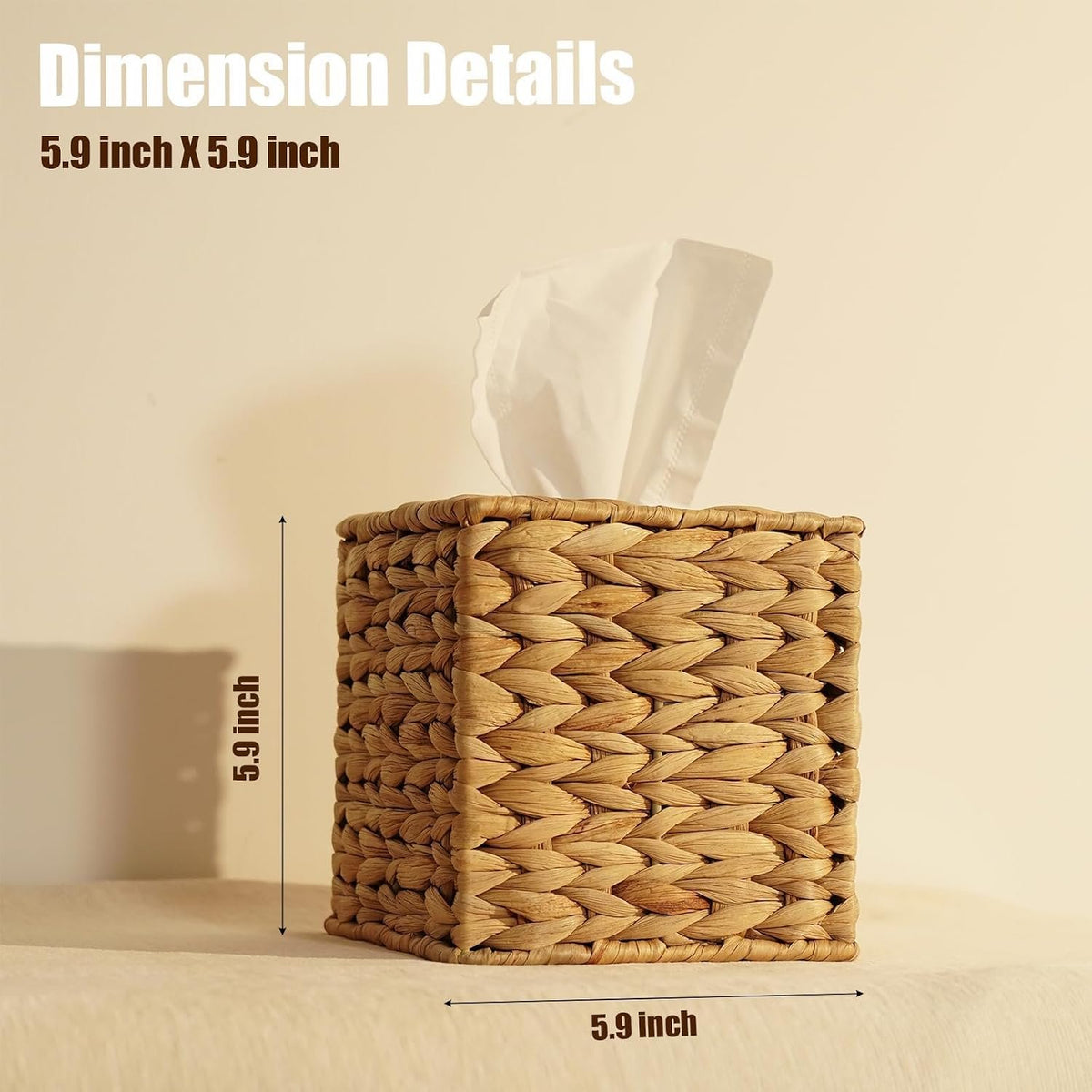 Hillcrest Bathware Handwoven Water Hyacinth Tissue Box Cover additional product photo