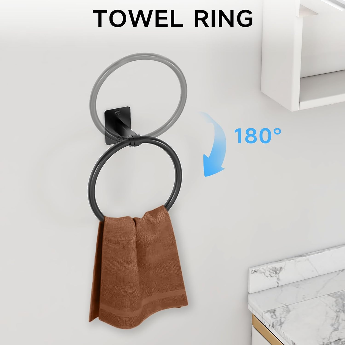 Hillcrest Bathware Matte Black Wall-Mounted Bathroom Hardware Set additional product photo