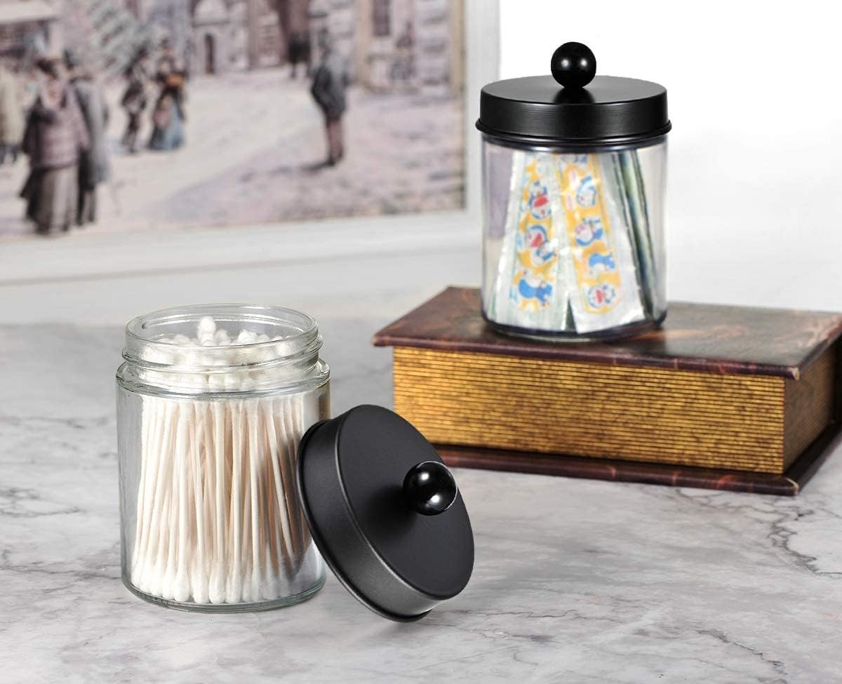 Hillcrest Bathware Glass Apothecary Jars with Black Steel Lids additional product photo