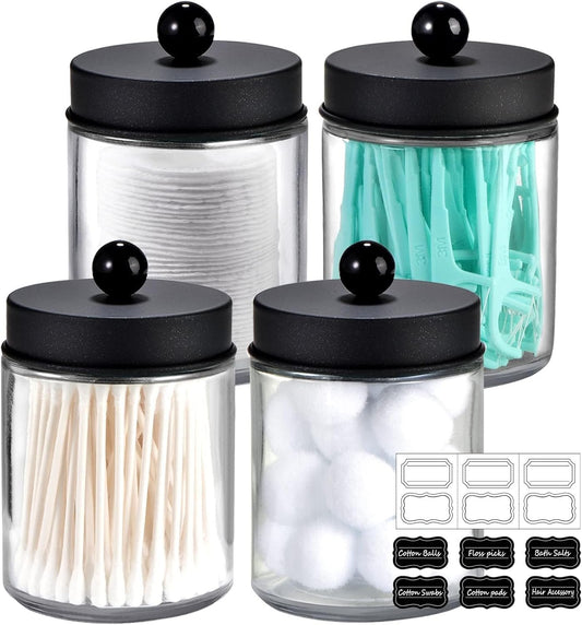 Hillcrest Bathware Glass Apothecary Jars with Black Steel Lids studio product photo