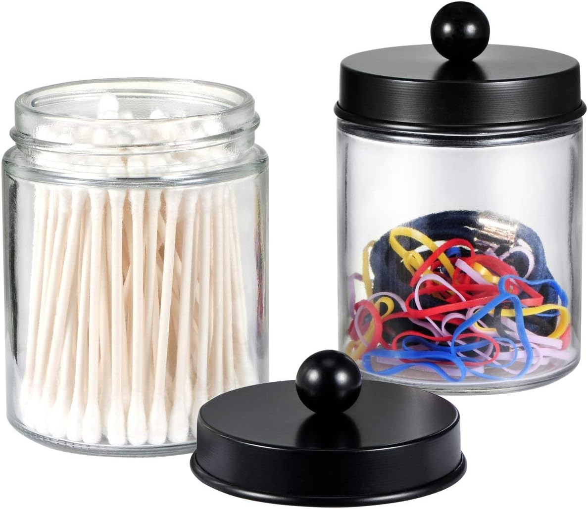 Hillcrest Bathware Glass Apothecary Jars with Black Steel Lids additional product photo