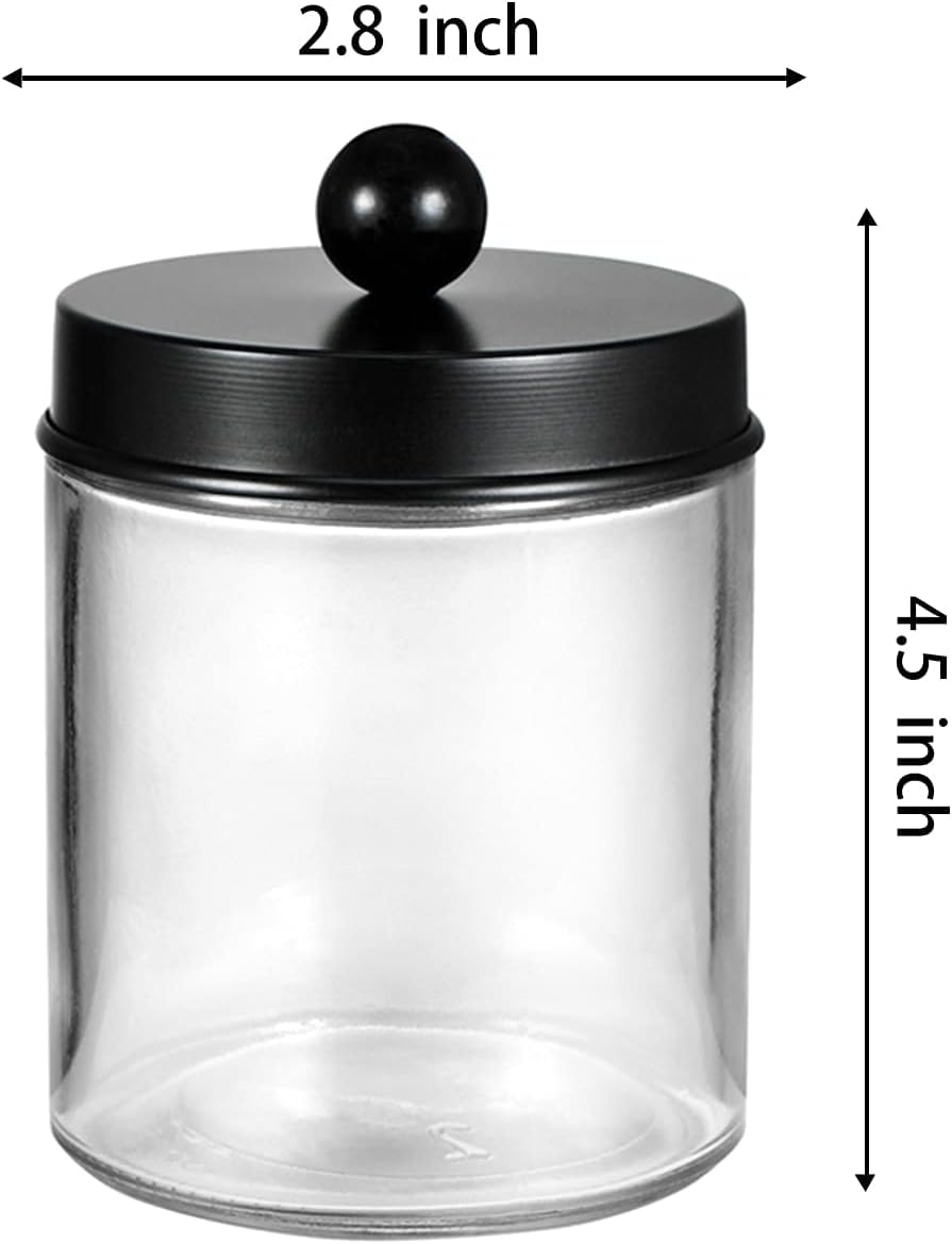 Hillcrest Bathware Glass Apothecary Jars with Black Steel Lids additional product photo