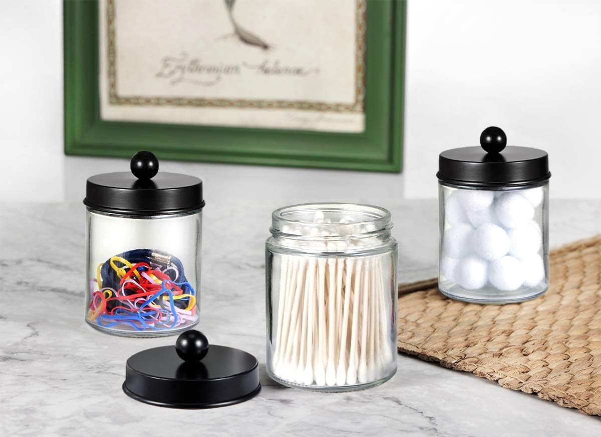 Hillcrest Bathware Glass Apothecary Jars with Black Steel Lids additional product photo