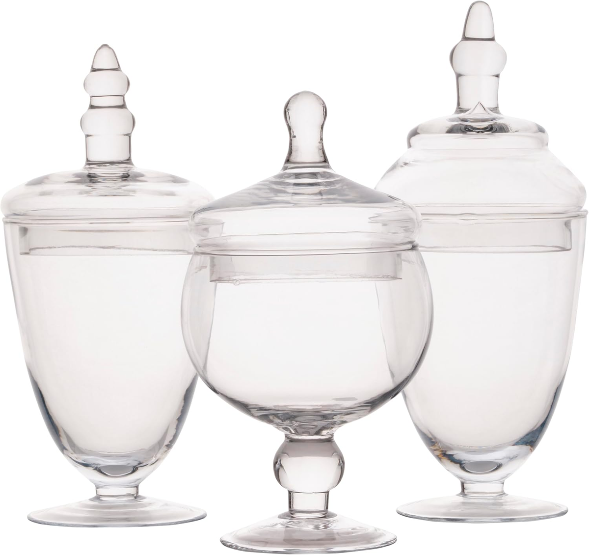 Hillcrest Bathware Handmade Clear Glass Apothecary Jar Set studio product photo