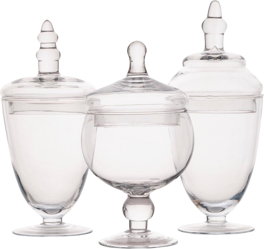 Hillcrest Bathware Handmade Clear Glass Apothecary Jar Set studio product photo