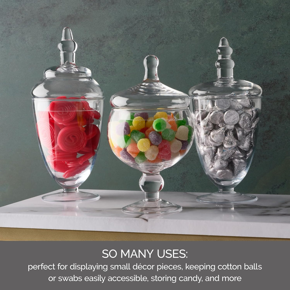 Hillcrest Bathware Handmade Clear Glass Apothecary Jar Set additional product photo