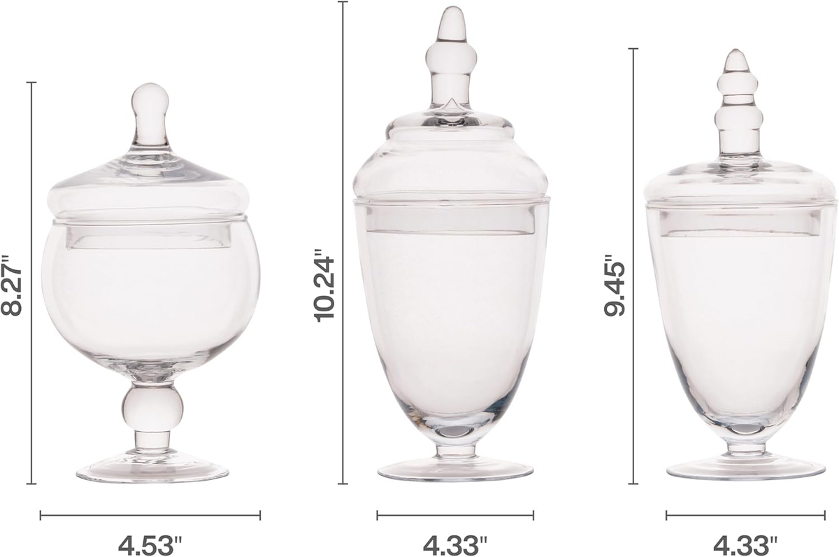 Hillcrest Bathware Handmade Clear Glass Apothecary Jar Set additional product photo