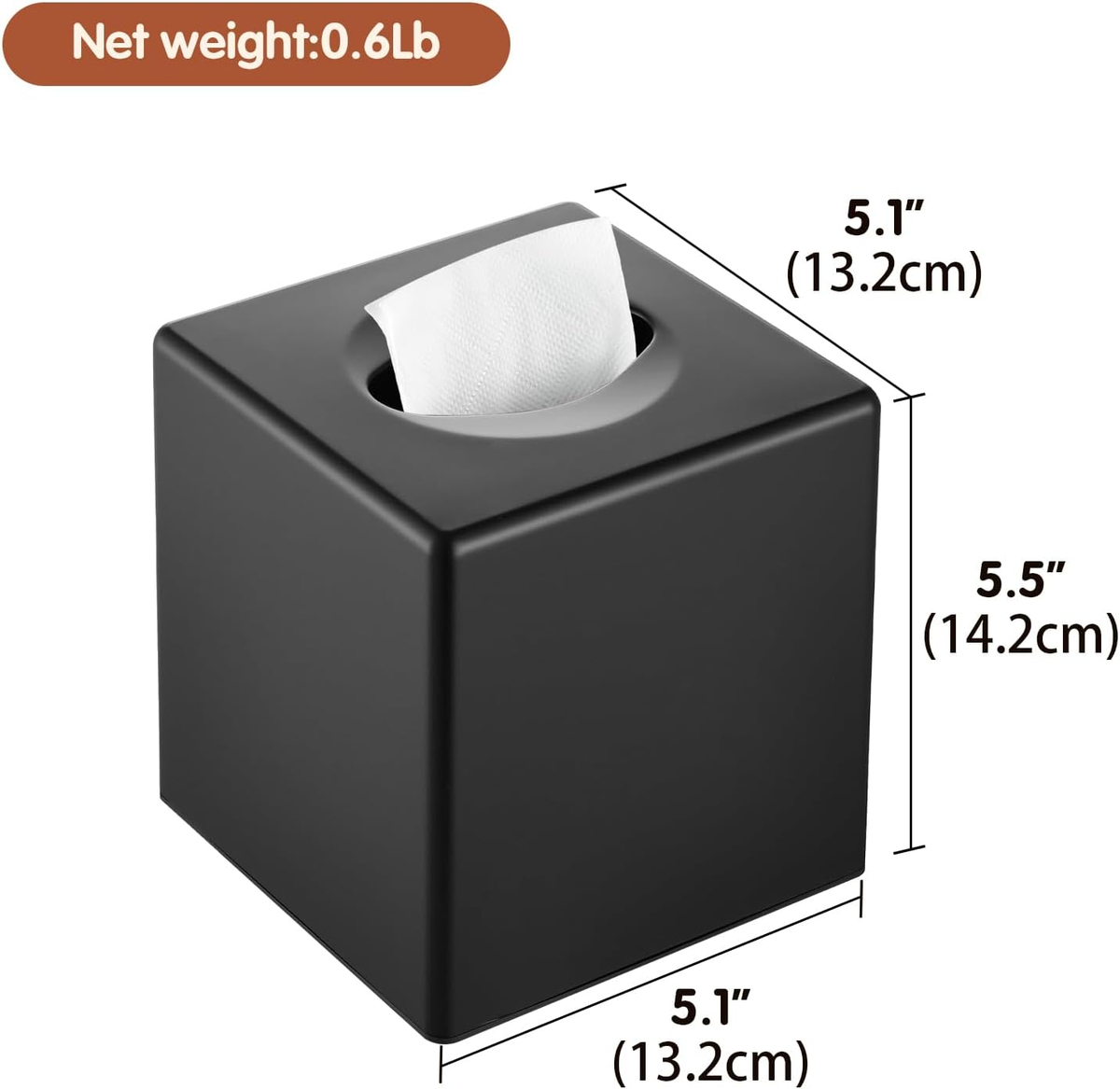 Hillcrest Bathware Matte Black Square Tissue Box Cover additional product photo