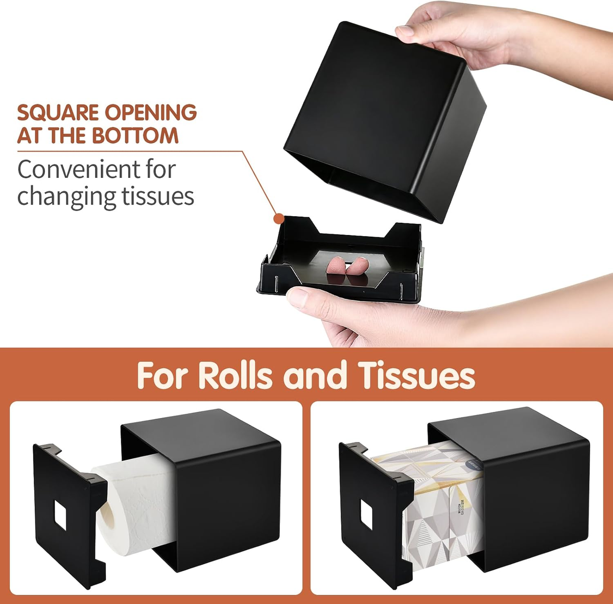 Hillcrest Bathware Matte Black Square Tissue Box Cover additional product photo