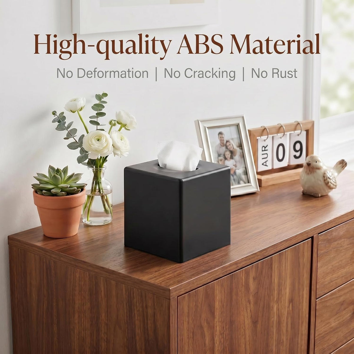 Hillcrest Bathware Matte Black Square Tissue Box Cover additional product photo