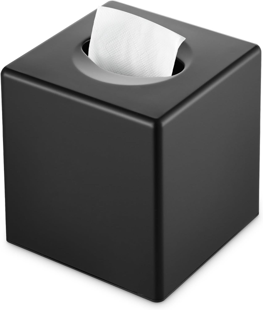 Hillcrest Bathware Matte Black Square Tissue Box Cover studio product photo