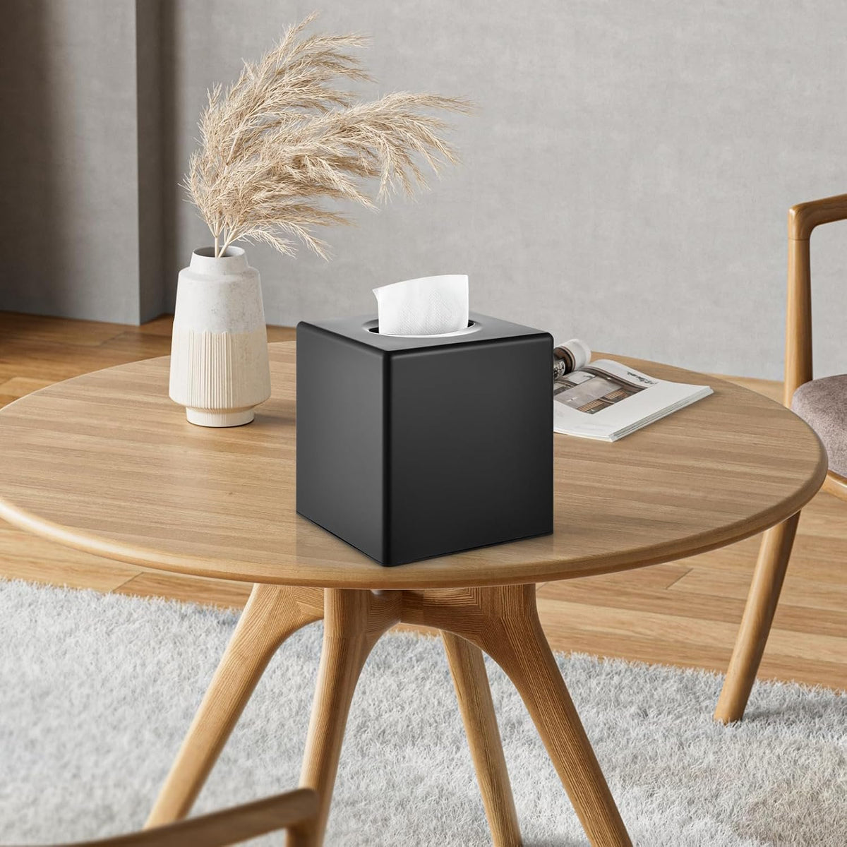 Hillcrest Bathware Matte Black Square Tissue Box Cover additional product photo