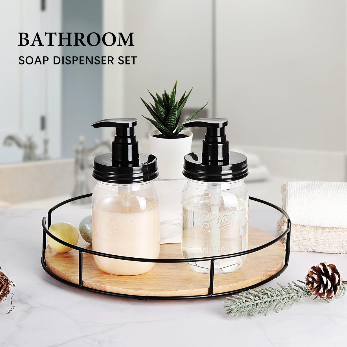 Hillcrest Bathware Clear Plastic Mason Jar Pump Dispensers additional product photo