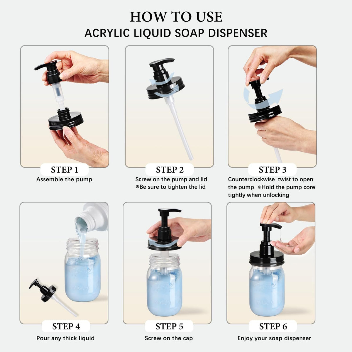 Hillcrest Bathware Clear Plastic Mason Jar Pump Dispensers additional product photo