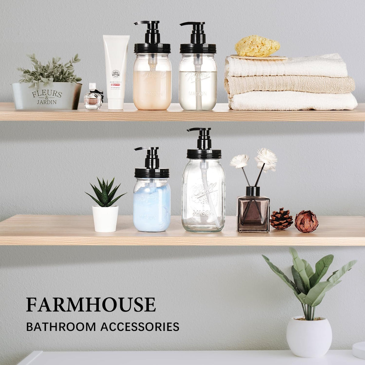 Hillcrest Bathware Clear Plastic Mason Jar Pump Dispensers additional product photo