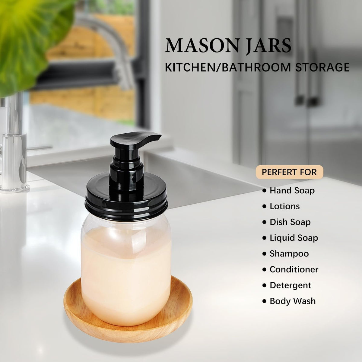 Hillcrest Bathware Clear Plastic Mason Jar Pump Dispensers additional product photo
