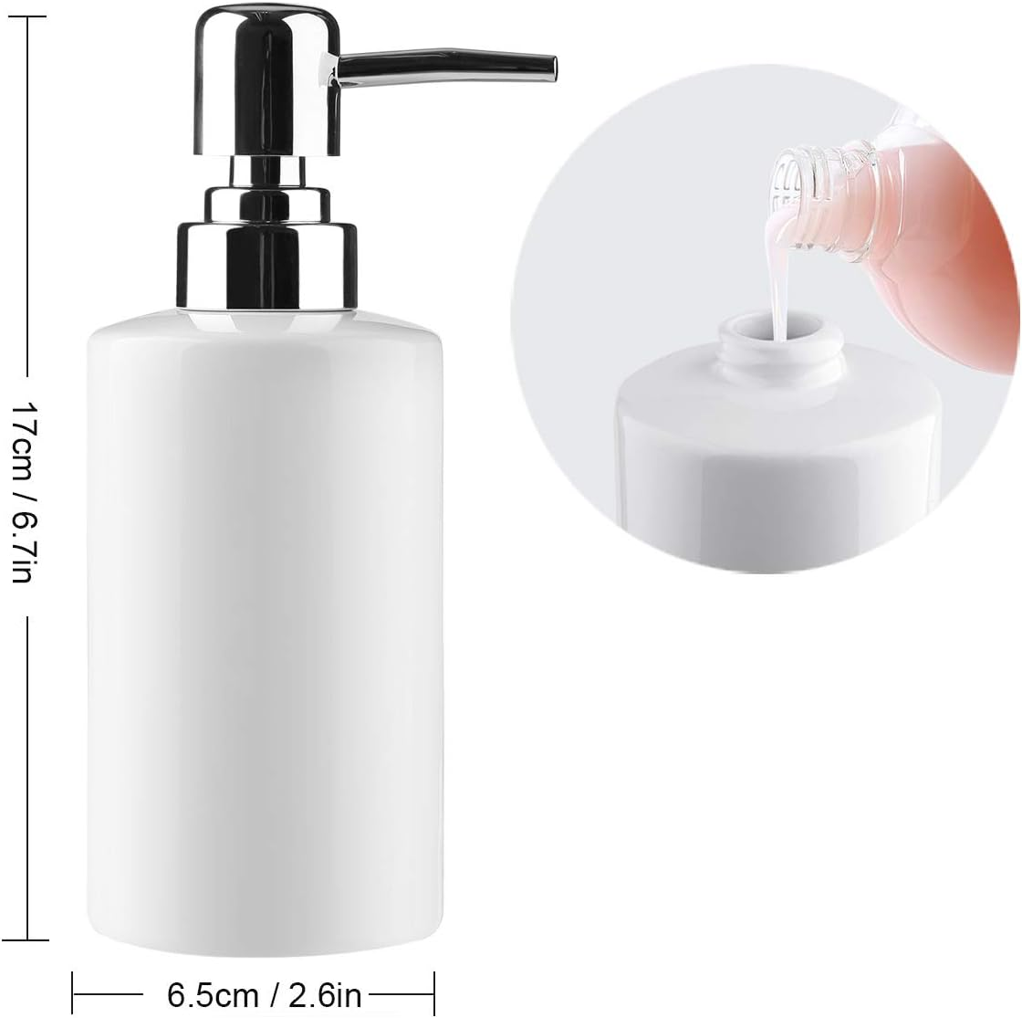 Hillcrest Bathware Glossy White Ceramic Soap Dispenser additional product photo