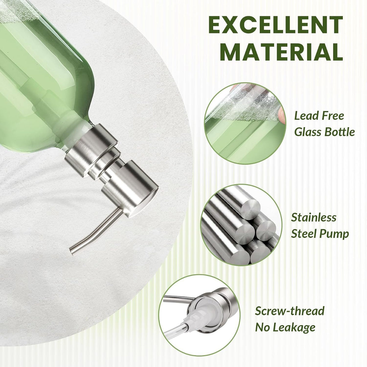 Hillcrest Bathware Clear Glass Soap Dispensers with Brushed Pumps additional product photo