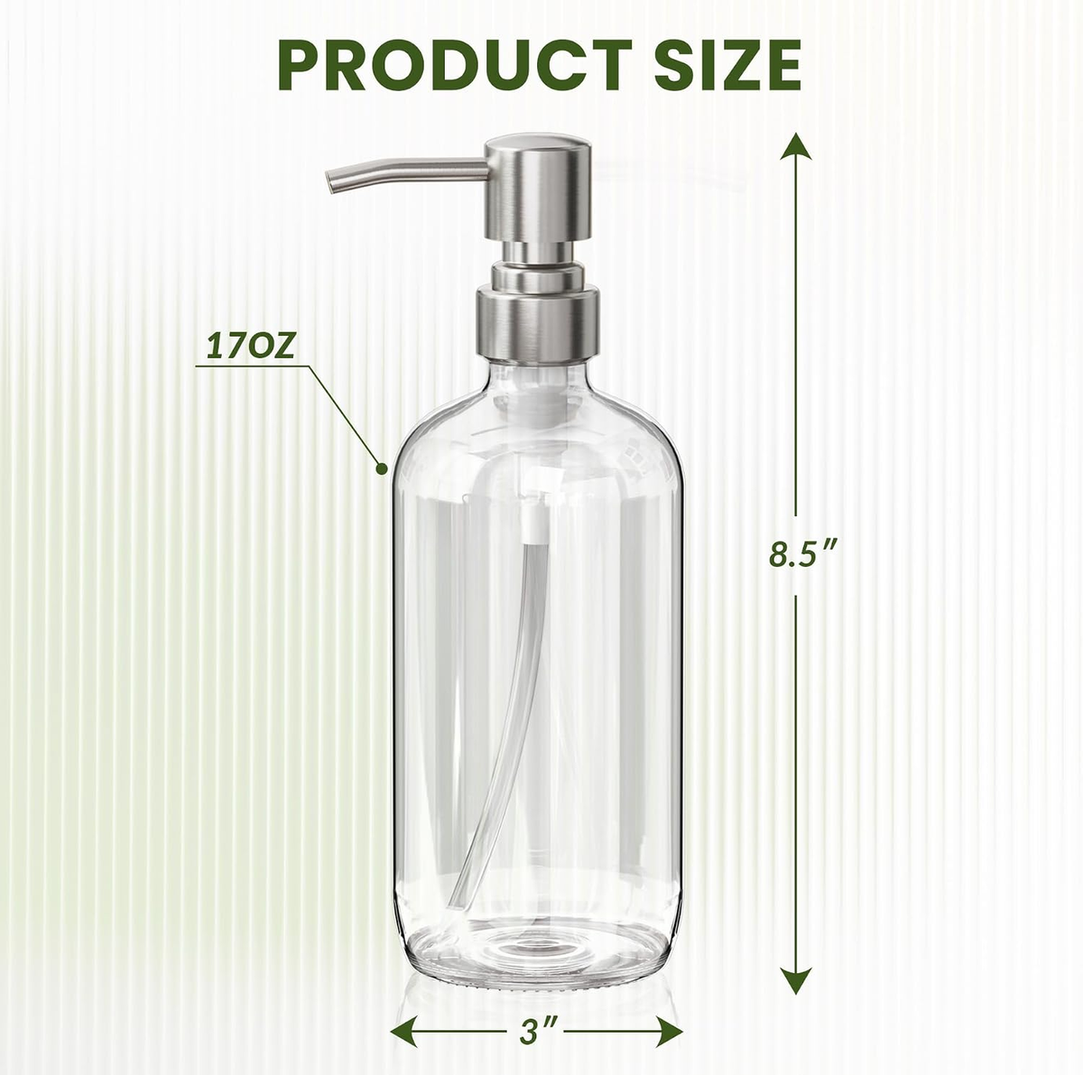 Hillcrest Bathware Clear Glass Soap Dispensers with Brushed Pumps additional product photo
