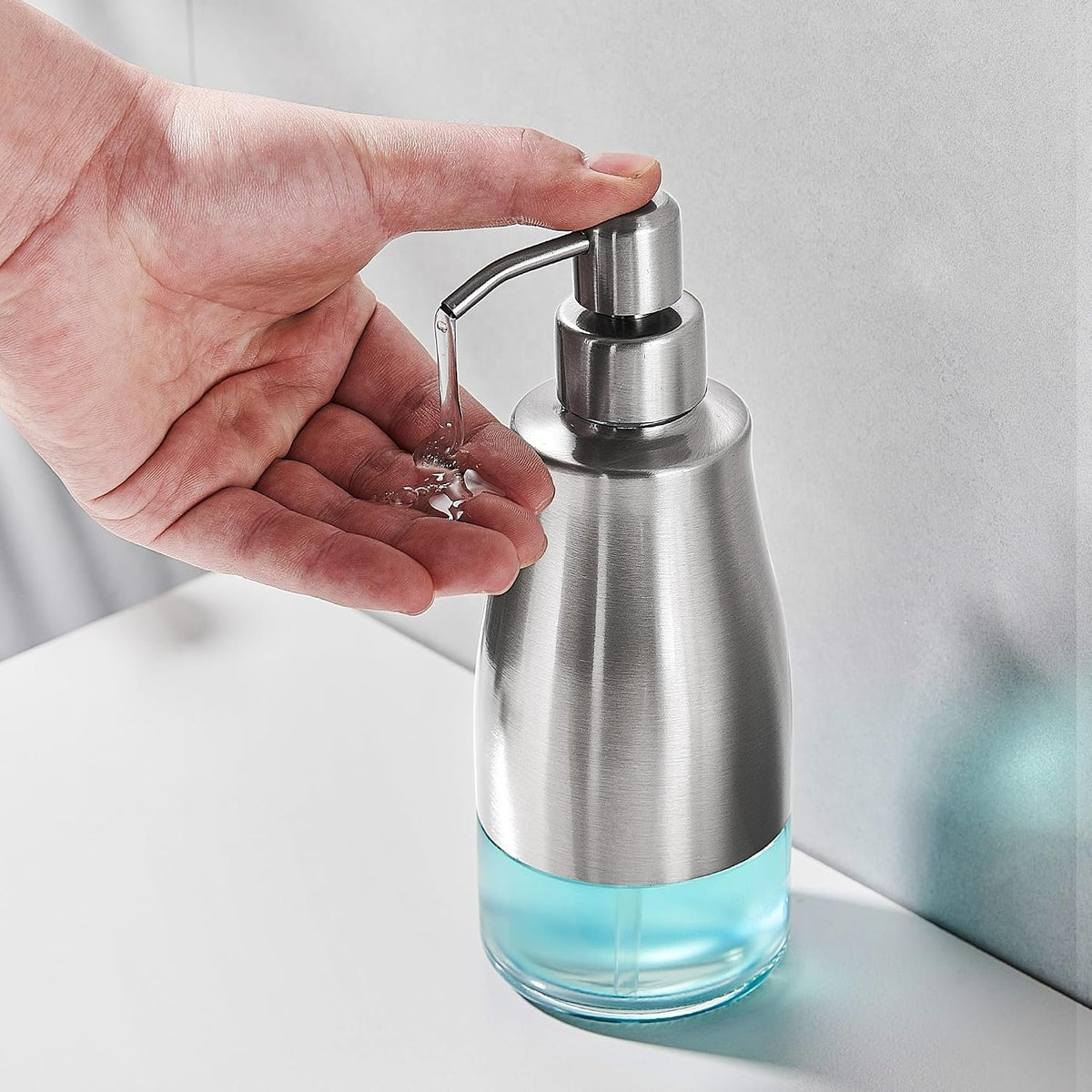 Hillcrest Bathware Brushed Stainless Steel Soap Dispenser with Glass Liner additional product photo