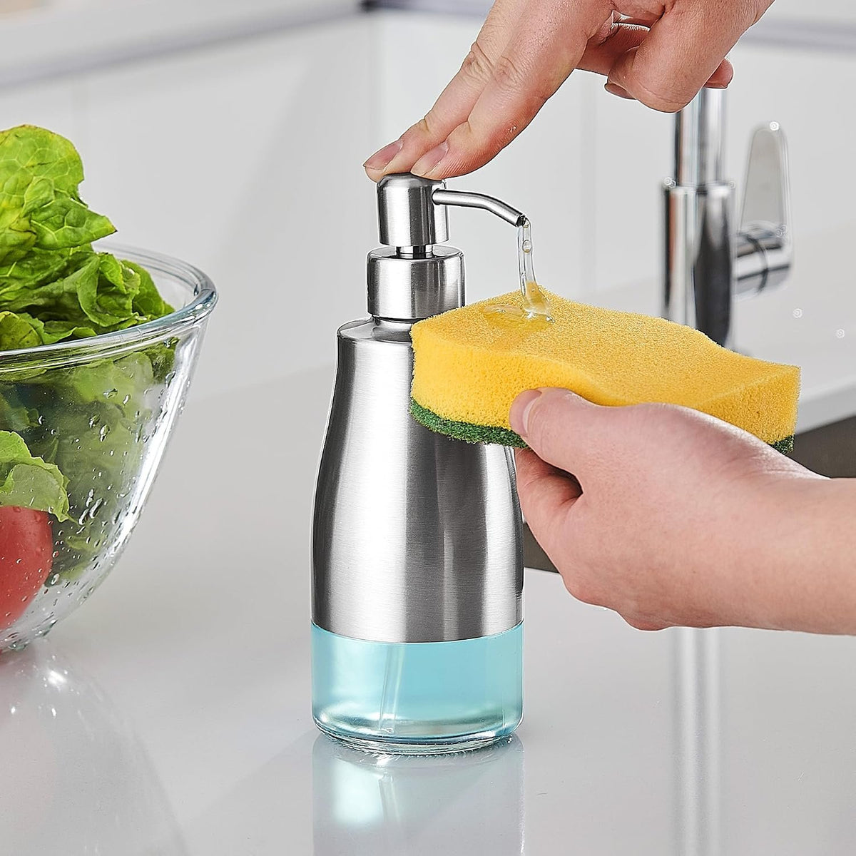 Hillcrest Bathware Brushed Stainless Steel Soap Dispenser with Glass Liner additional product photo