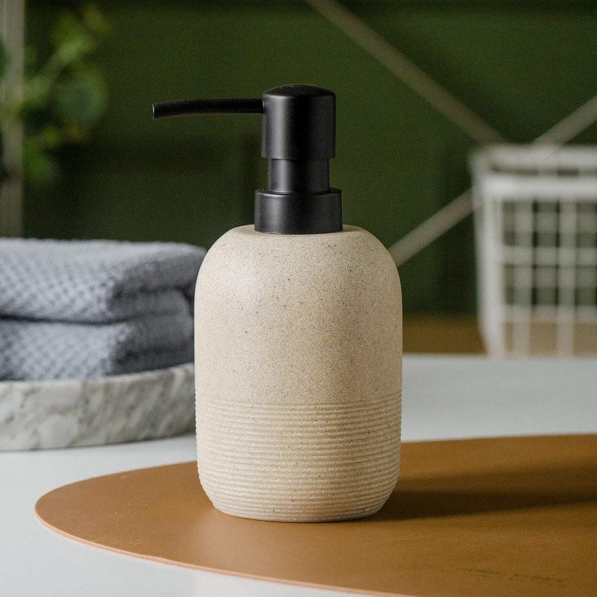 Hillcrest Bathware Beige Sandstone Resin Soap Dispensers additional product photo