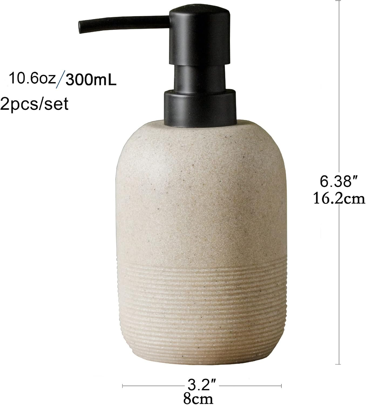 Hillcrest Bathware Beige Sandstone Resin Soap Dispensers additional product photo