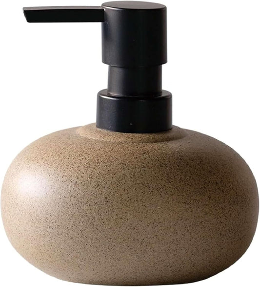 Hillcrest Bathware Speckled Brown Ceramic Pebble Soap Dispenser studio product photo