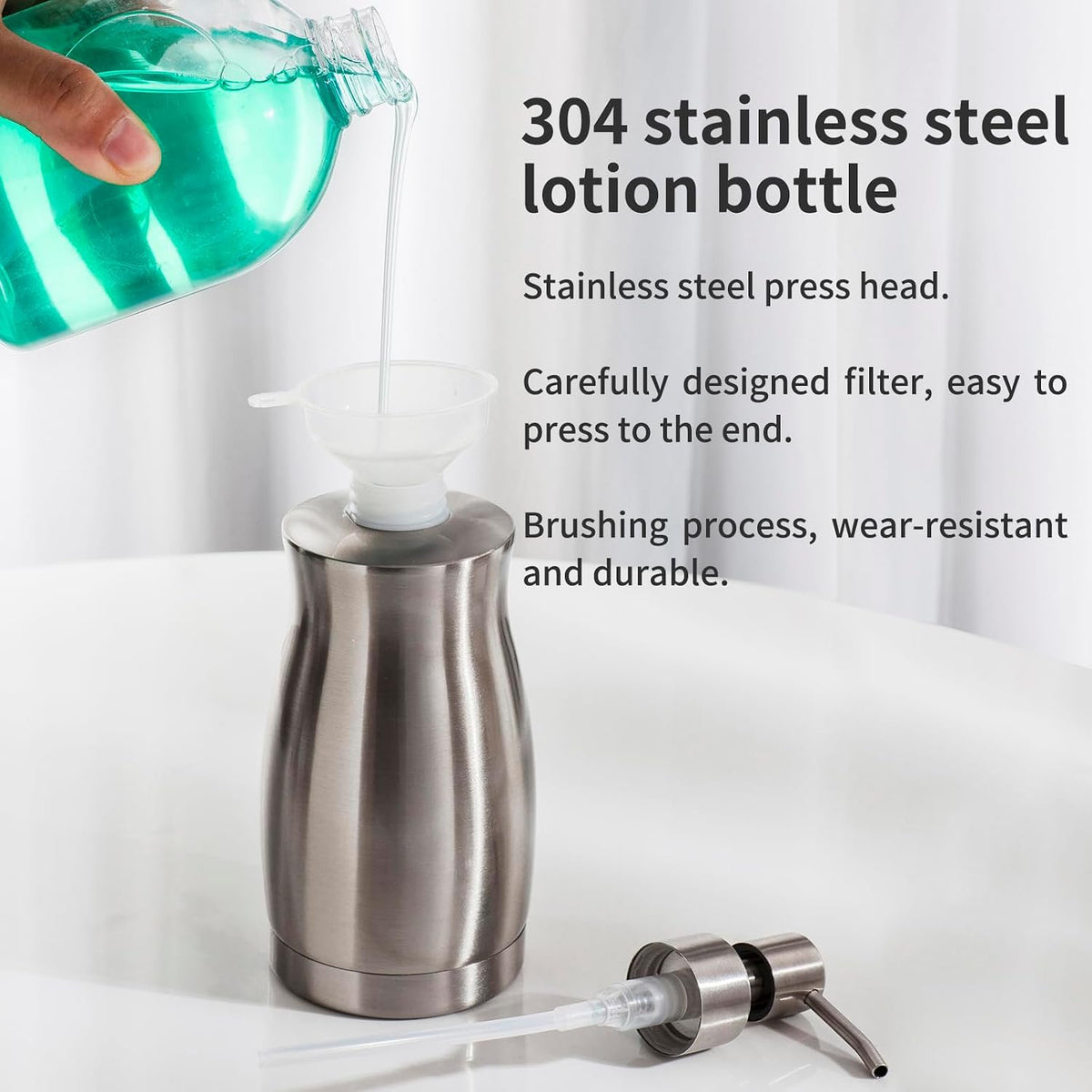 Hillcrest Bathware Brushed Nickel Stainless Steel Soap Dispenser additional product photo