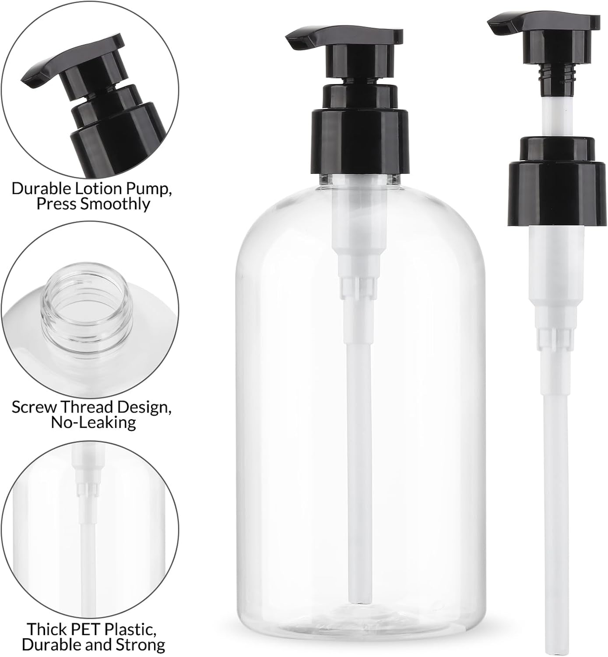 Hillcrest Bathware Clear Shower Pump Bottles with Twist Lock additional product photo