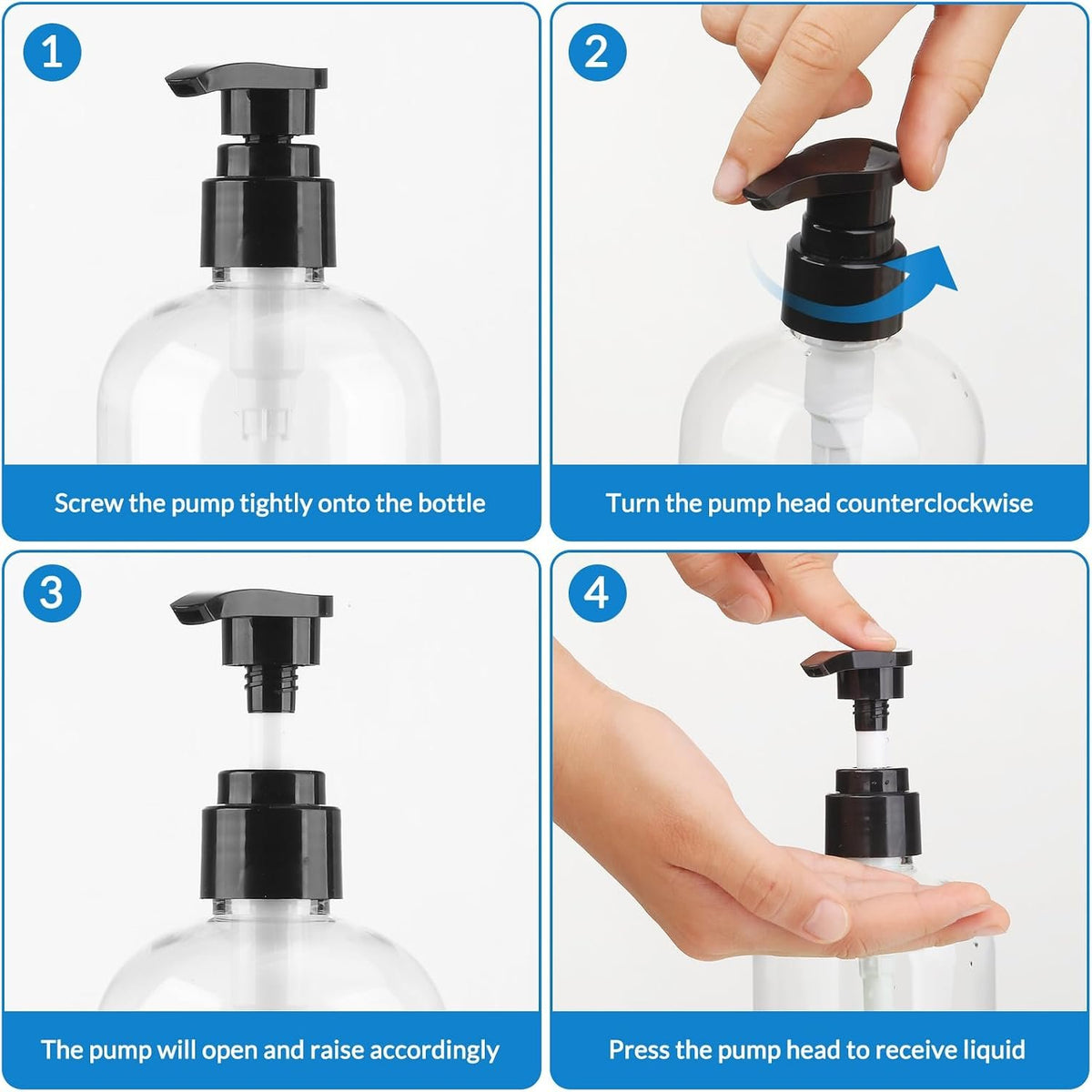 Hillcrest Bathware Clear Shower Pump Bottles with Twist Lock additional product photo