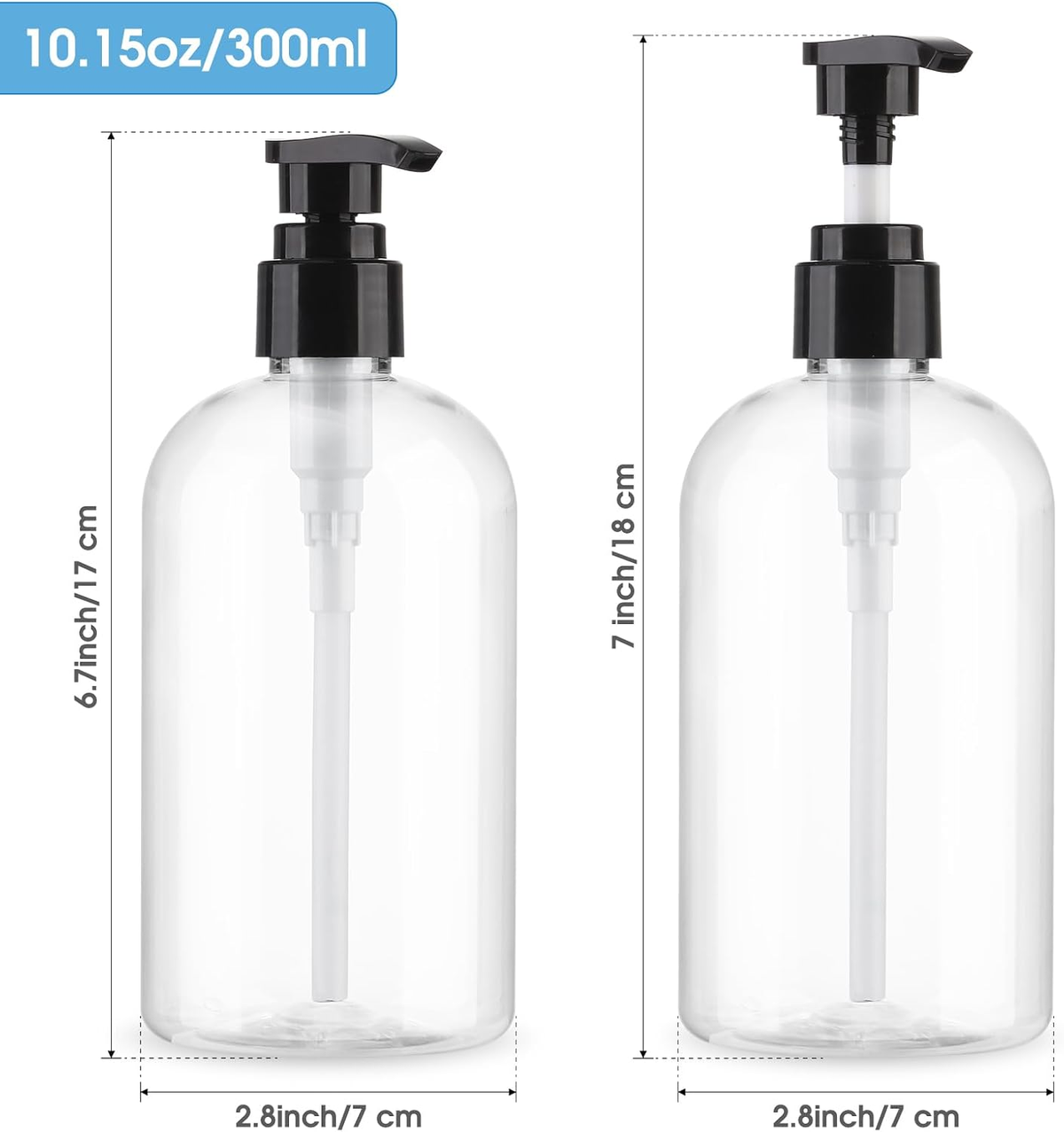 Hillcrest Bathware Clear Shower Pump Bottles with Twist Lock additional product photo