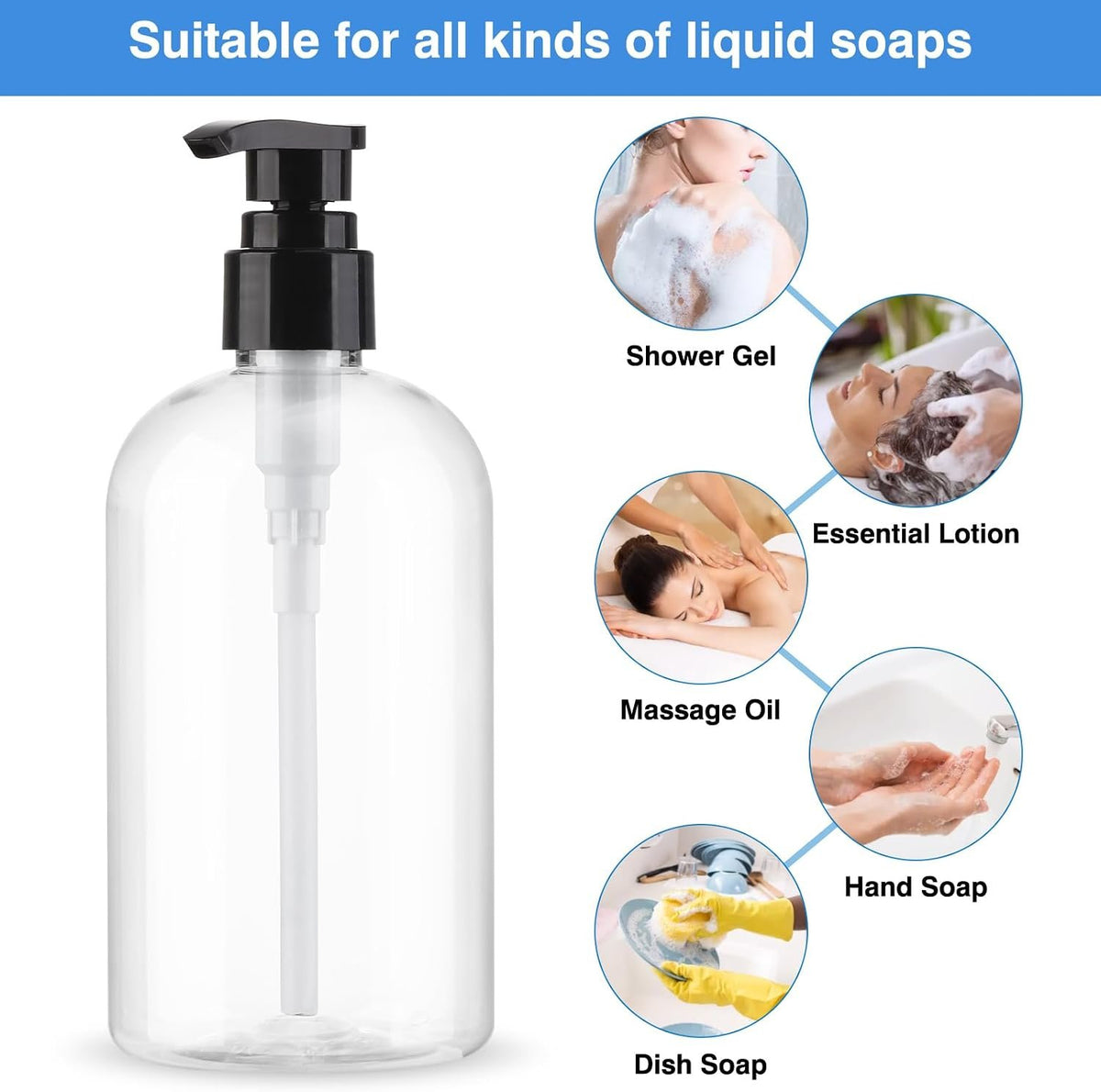 Hillcrest Bathware Clear Shower Pump Bottles with Twist Lock additional product photo