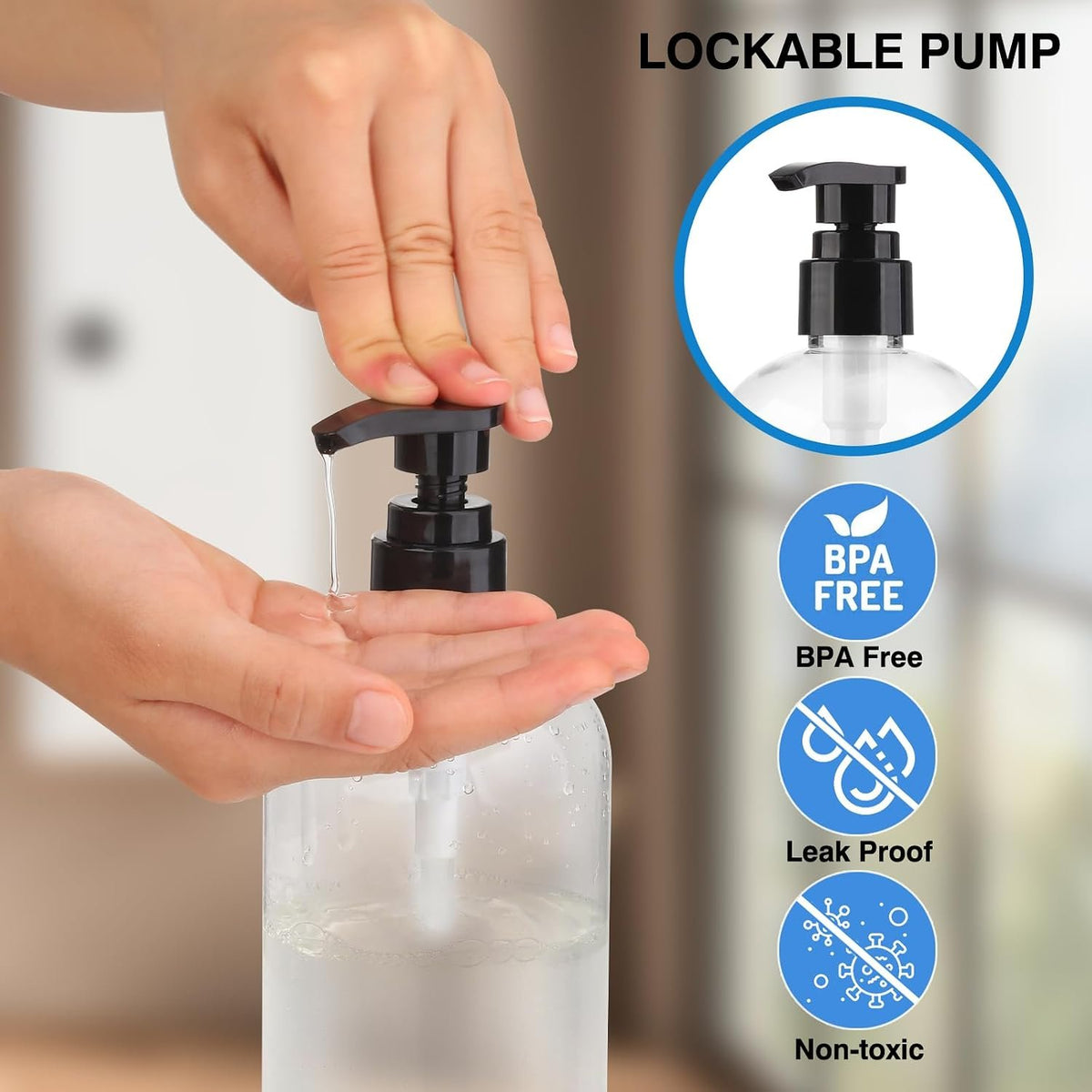 Hillcrest Bathware Clear Shower Pump Bottles with Twist Lock additional product photo