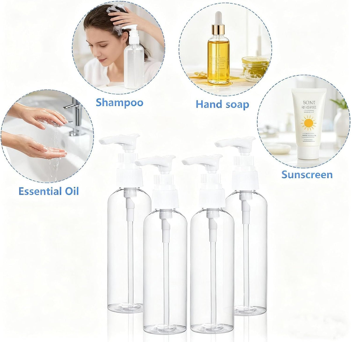 Hillcrest Bathware Clear Travel Pump Bottles with Clip Lock additional product photo