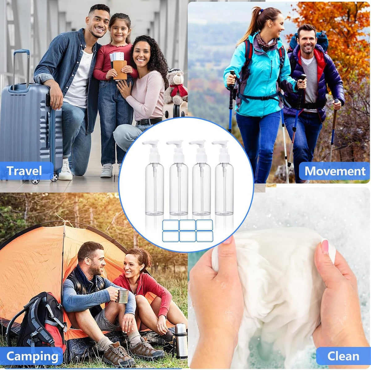Hillcrest Bathware Clear Travel Pump Bottles with Clip Lock additional product photo