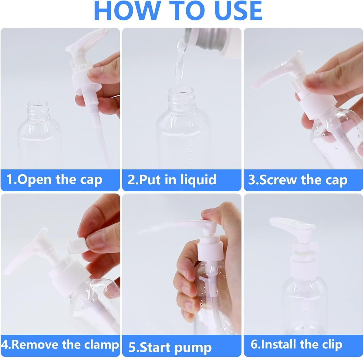 Hillcrest Bathware Clear Travel Pump Bottles with Clip Lock additional product photo