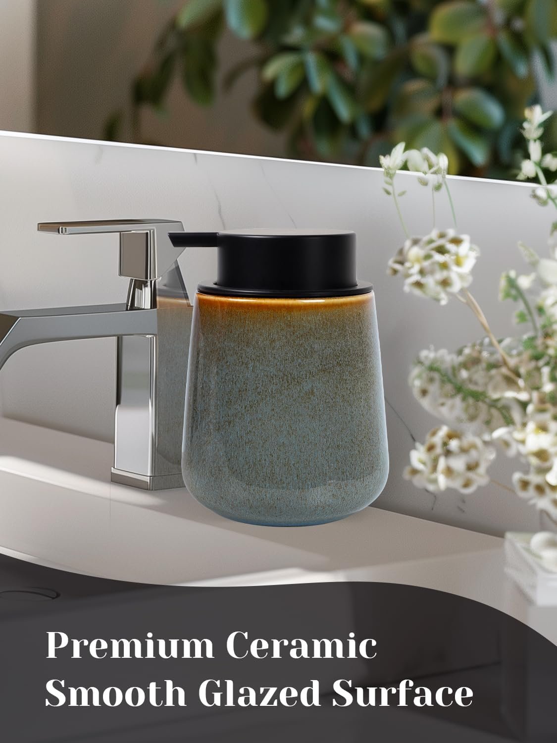 Hillcrest Bathware Kiln-Glazed Blue-Green Ceramic Soap Dispenser additional product photo