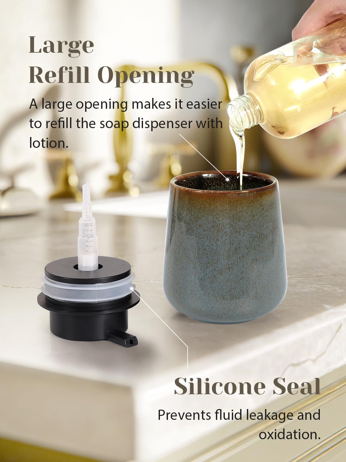 Hillcrest Bathware Kiln-Glazed Blue-Green Ceramic Soap Dispenser additional product photo