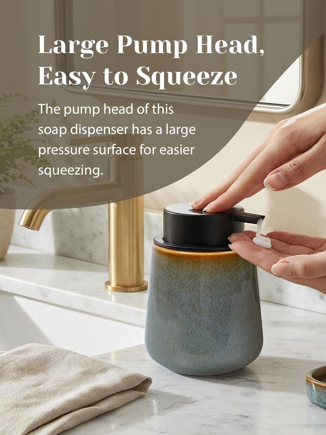Hillcrest Bathware Kiln-Glazed Blue-Green Ceramic Soap Dispenser additional product photo