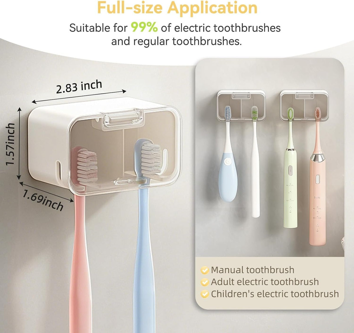 Hillcrest Bathware Covered Wall-Mounted Electric Toothbrush Holder additional product photo