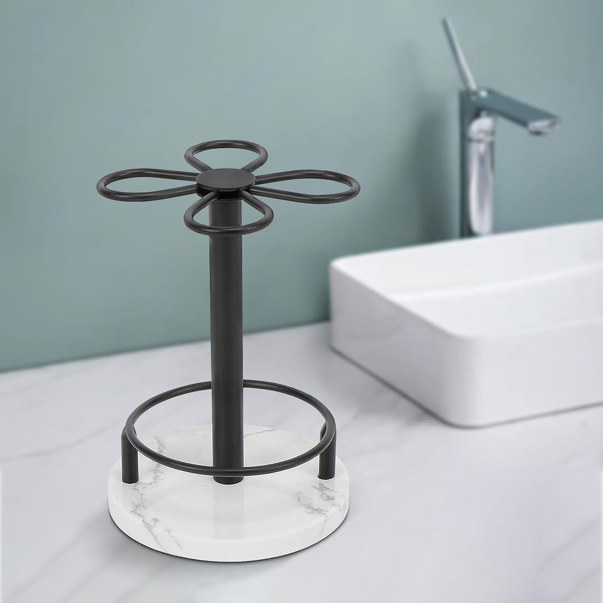 Hillcrest Bathware Matte Black Toothbrush Stand with Marble Base additional product photo