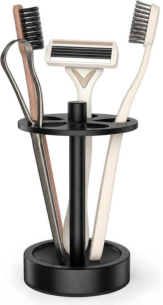Hillcrest Bathware Black Carbon Steel Toothbrush Stand with Cone Slots studio product photo